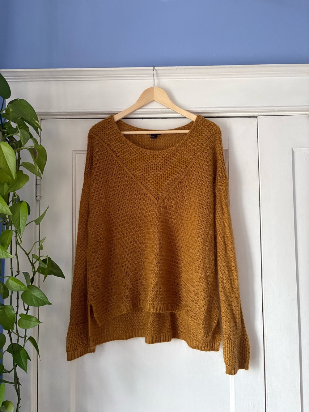 H&M Women's Scoop-Neck Sweater in Mustard Brown